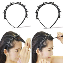 Load image into Gallery viewer, Ivyu Headbands for Women Head bands for Girls Thin Plastic Headband with Clips Hair Bands Fashion Braided Headbands Double Layer Twist Plait Hair Tools Double Bangs Hairstyle Hairpin for Work out Black
