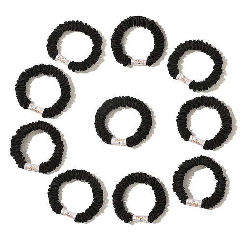 Ivyu Scrunchies Silk Satin Hair Ties Black - Ivyu Beauty