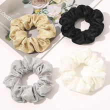 Load image into Gallery viewer, Scrunchies Hair Ties for Women Girls Cute Lace Scrunchy Hairties for Thick Curl Hair No Crease Hair Accessories Soft Ropes Ponytail Holder No Hurt Your Hair (Black White Yellow Gray)
