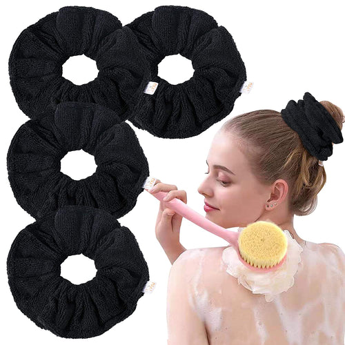 Ivyu Microfiber Hair Drying Scrunchies Towel Fiber - Buns Large Big Jumbo Black Scrunchie for Curl Hair for Shower Warp Wet Hair Anti Frizz Hair Products Absorbent Fast Sleep Scrunchy For Women Girls - Ivyu Beauty
