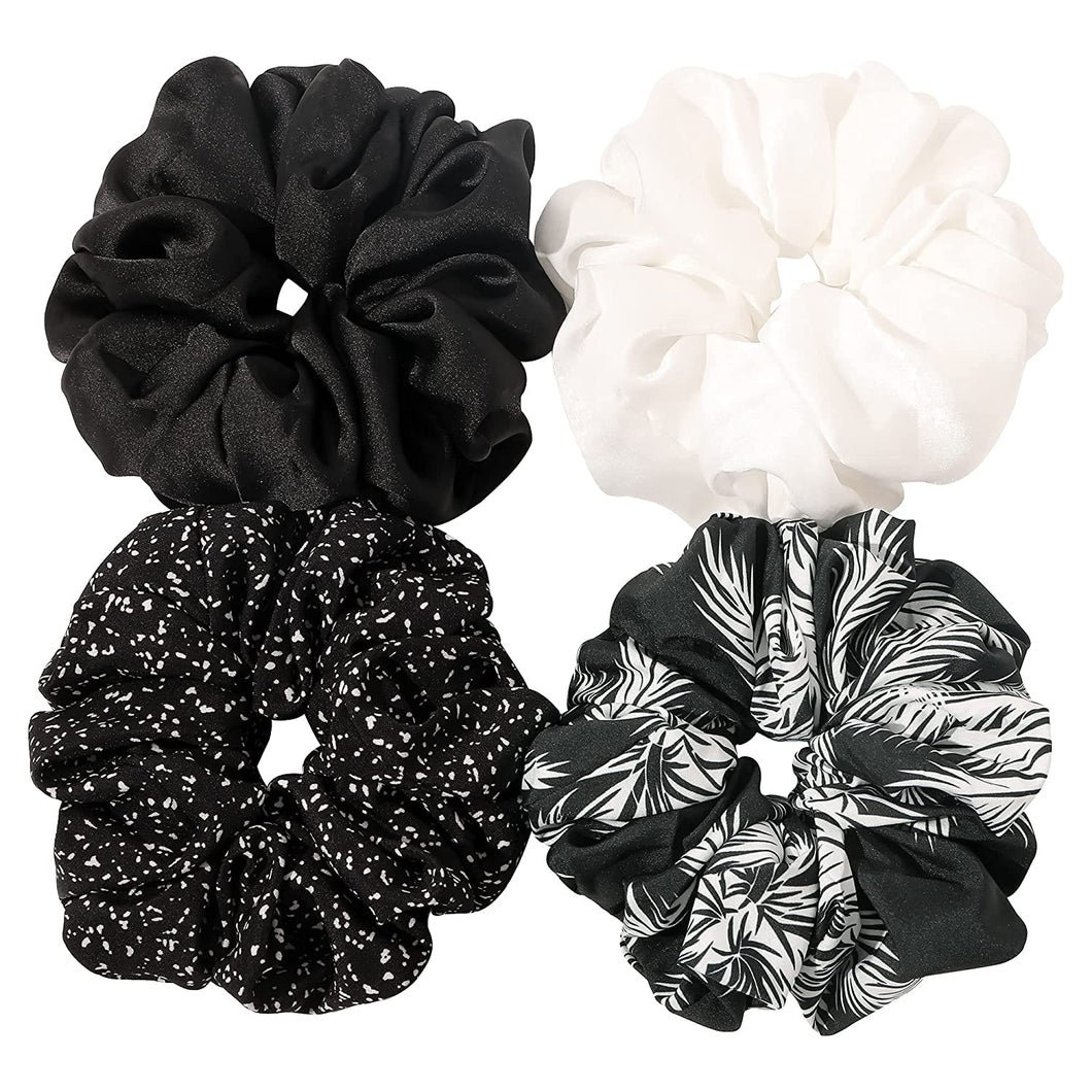 Scrunchies Hair Ties for Women - Big Silk Satin Scrunchie Exra Large Jumbo Gaint Oversized Black Scrunchy for Curl Thick Hair Ligas Para el Cabello De Mujer Decoration Hair Accessories Gift for Girls