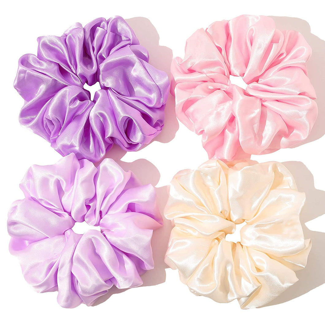 Scrunchies Hair Ties for Women - Big Silk Satin Scrunchie Exra Large Jumbo Gaint Oversized Cute Chiffon Scrunchy for Curl Thick Hair Ligas Para el Cabello De Mujer Hair Accessories Gift for Girls
