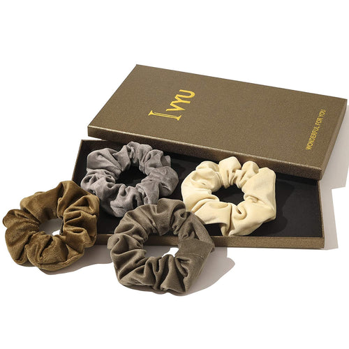 Ivyu Scrunchies Hair Ties for Girls (Brown Series) - Ivyu Beauty