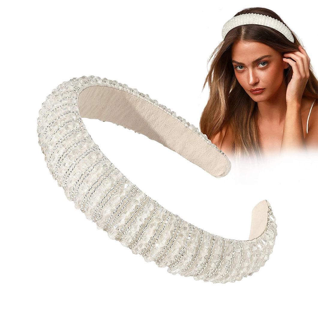 Ivyu Rhinestone Headbands for Women Girls - Jeweled Head Bands Glitter White