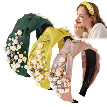 将图片加载到图库查看器，Fashion Pearl Knotted Headbands for Women - Wide No Slip Diademas Para Mujer De Moda 2021 Head Bands Large Accessories Gift for Girl（Yellow Pink Green）
